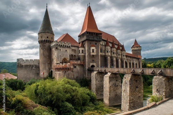 Obraz Corvin Castle: A Legendary Medieval Fortress and Popular Trip Destination in Romania