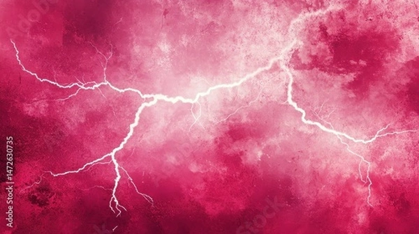 Obraz Dramatic Pink Sky with Lightning Strikes High-Resolution Illustration