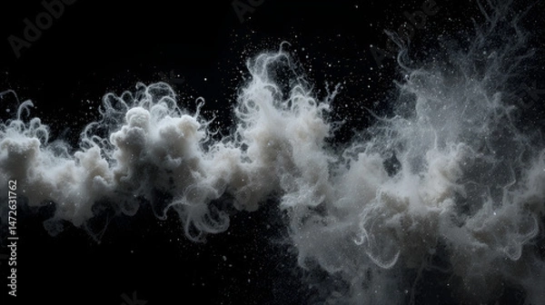 Fototapeta Abstract real dust floating over black background