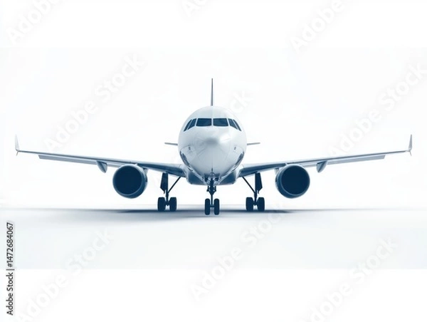 Fototapeta Airplane front view isolated on white background