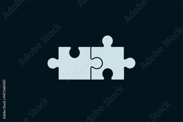 Fototapeta Two interlocking puzzle pieces representing connection collaboration and solution finding