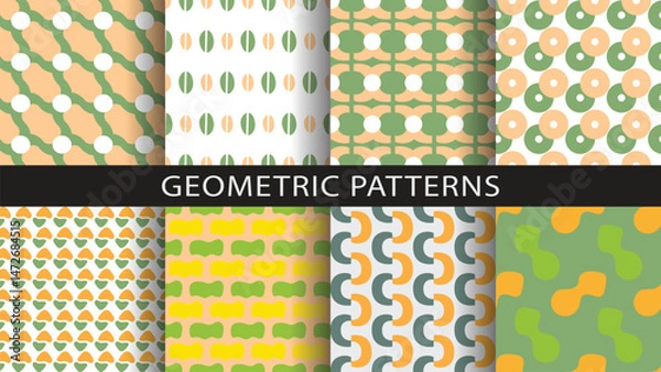 Fototapeta Set of seamless geometric patterns.