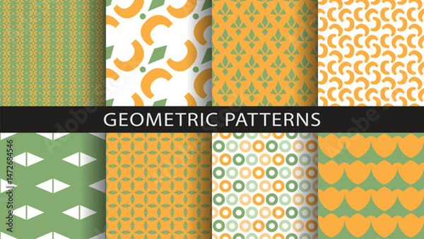 Fototapeta Set of seamless geometric patterns.