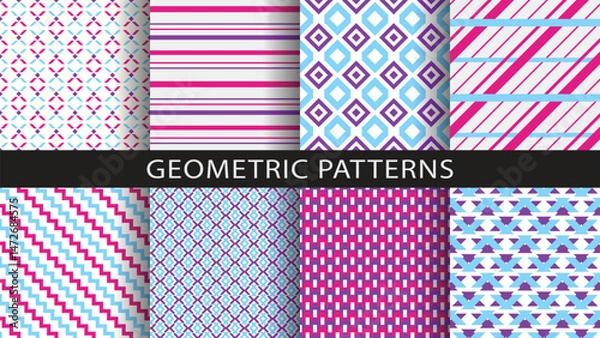 Fototapeta Set of seamless geometric patterns.