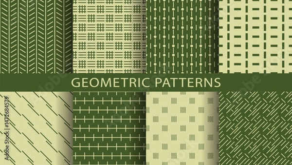 Fototapeta Set of seamless linear geometric patterns