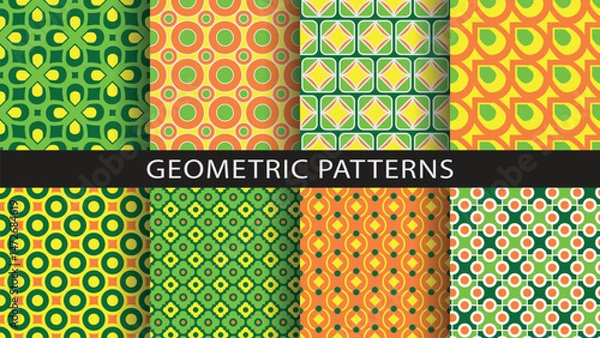 Fototapeta Set of seamless geometric patterns.