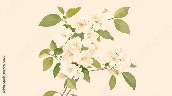 Obraz Peach Blossom Branch with Spring Bloom.