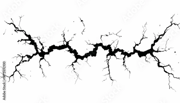 Fototapeta Surface Cracks and Fissures � Concrete Ground Breaks from Earthquake, Broken Land and Glass Pattern Effect Vector Design