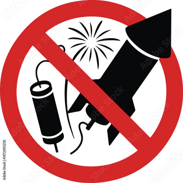 Obraz No Fireworks Sign, Vector Illustration