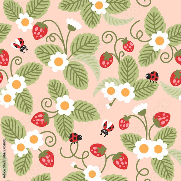 Obraz Summer seamless pattern with strawberries