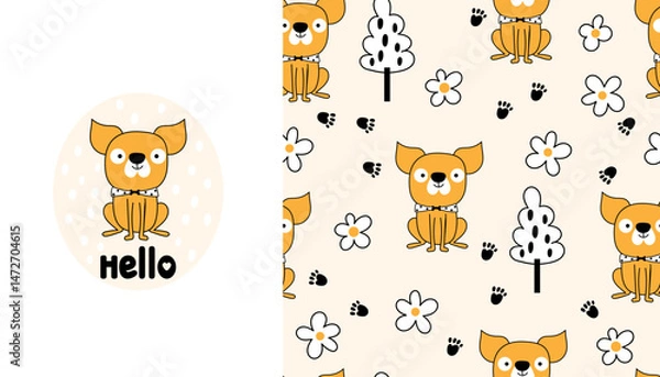 Obraz Seamless pattern of cute bulldog