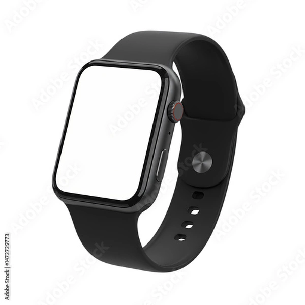 Obraz Black Apple Watch Mockup Smartwatch Technology Wearable Device Modern Gadget isolated on transparent background