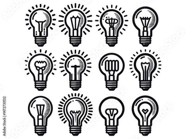 Obraz Light Bulbs Vector Icon Pack 