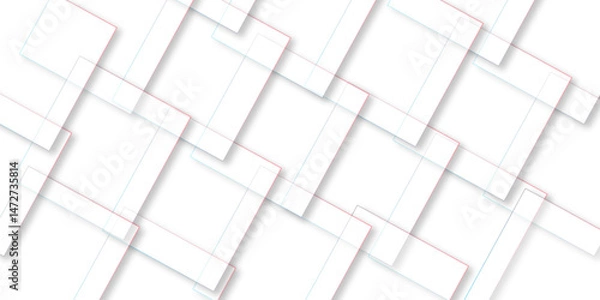 Fototapeta White tiles floor tiles vector design abstract 3d layers box. Abstract tiles background