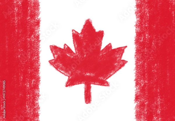 Obraz canadian maple leaf flag drawing with a crayons background