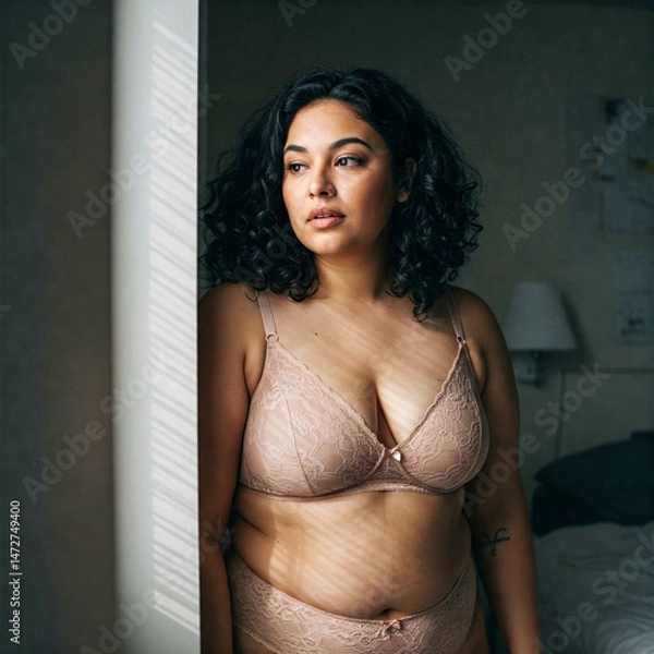 Obraz Candid Boudoir Photography of Plus Size Model