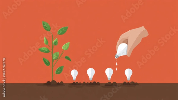 Obraz Growing ideas from recycled materials, nurturing innovation