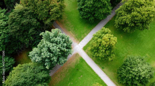 Obraz Parkland crossroad aerial view