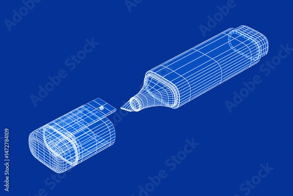 Fototapeta 3D wire-frame model of an open highlighter