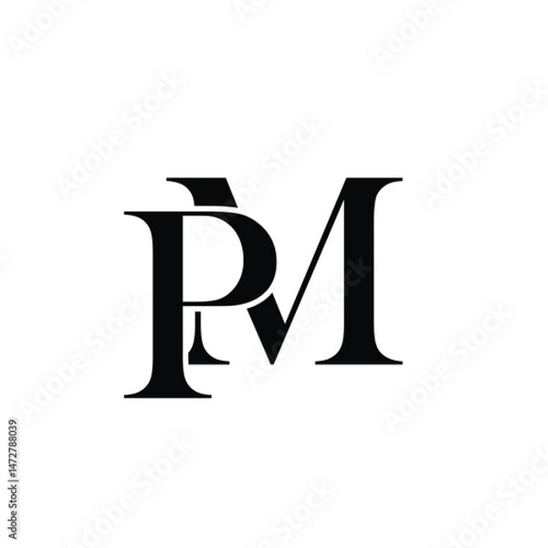 Fototapeta vector illustration of a letter and PM letter logo creative design with vector graphic, PM unique design