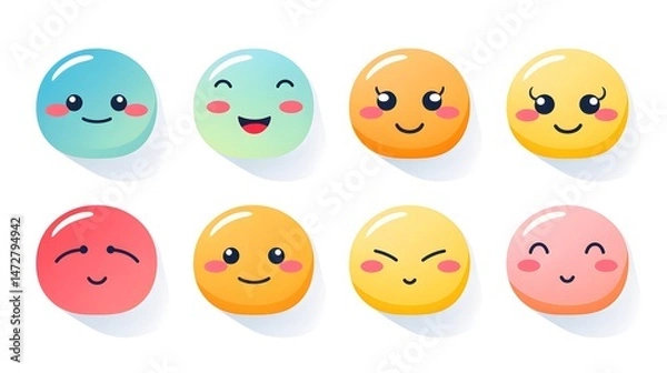 Fototapeta Professional Cartoon Simple Smile Set Vector Symbol Icon Design for Various Purposes