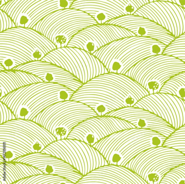 Fototapeta Pattern vineyard field farm texture background. Wine agriculture wheat rice japanese poster. Minimal abstract vineyard view. Organic grape banner label sketch design.