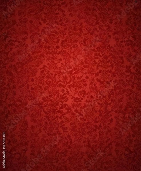 Fototapeta Intricate red damask pattern vintage wallpaper, background, classic, backgrounds
