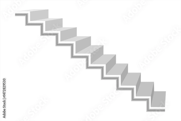 Obraz Realistic Modern stairs. Ascending stairs abstract 3d illustration. Conceptual staircase vector illustration. Stair isolated on white background stair. Ladder side view.	