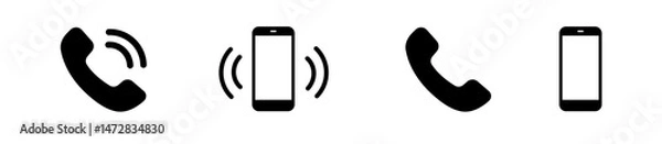 Fototapeta Ringing phone simple icon set. Smartphone ringing. Phone sign. Vector