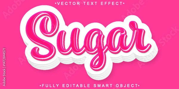 Obraz Cute Sugar Vector Fully Editable Smart Object Text Effect