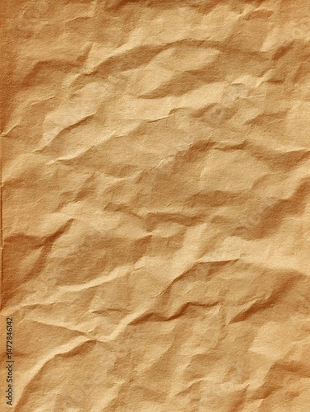 Fototapeta Crinkled brown paper texture