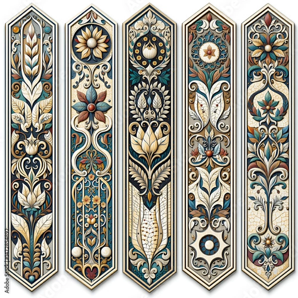 Fototapeta Set of vintage floral decorative elements. Ornate swirls and scrolls. Collection of ornamental elements for design