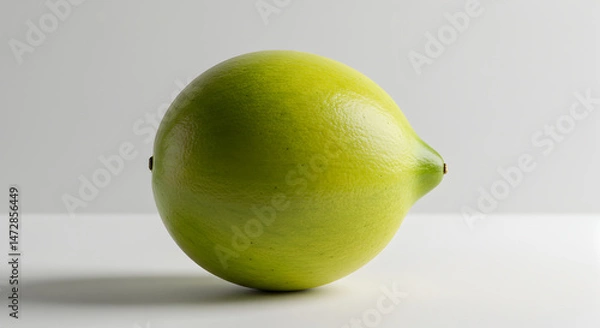 Fototapeta Bright Lime Sits On A White Table In Front Of A Pale Background