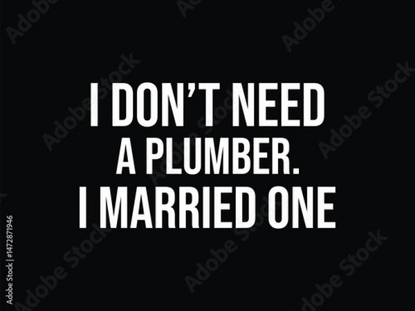 Obraz I Don't Need A Plumber I Married One