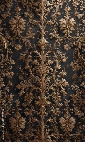 Fototapeta Intricate damask, swirling vines & leaves  Elegant, ornate wallpaper texture ,  leaves,  design