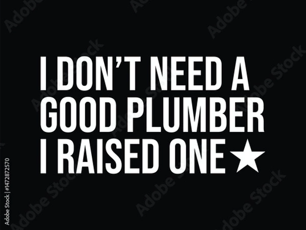 Obraz I Don't Need A Good Plumber I Raised one