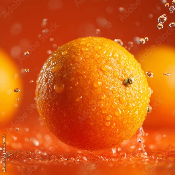 Obraz Fresh orange and water drop