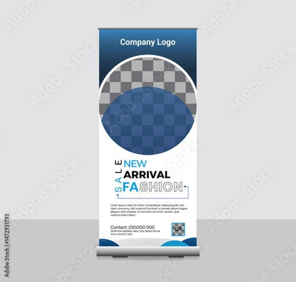 Fototapeta Fashion Roll Up Banner Template Stand banner layout advertisement pull up infographics vector