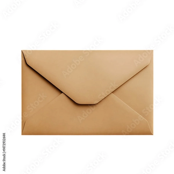 Obraz Closed Brown Envelope Invitation Card Isolated on a Plain Background