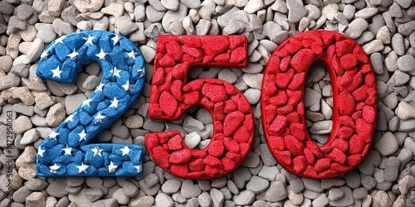 Fototapeta text "250" on patriotic background 