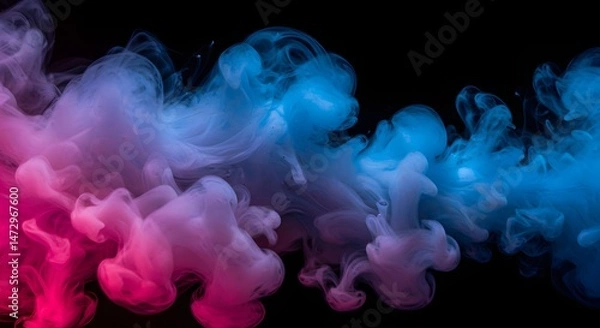 Obraz Abstract Colorful Smoke Art with Pink Blue Gradient Hues on Dark Background Wallpaper Design