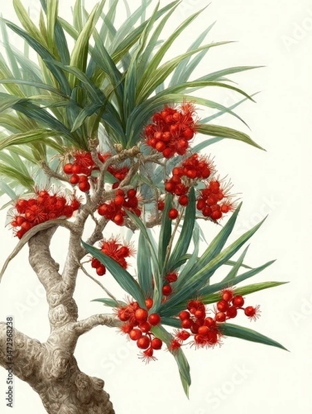 Fototapeta Zoomed-in view of vibrant leaves from the Dragon's Blood tree, showcasing unique textures and colors.