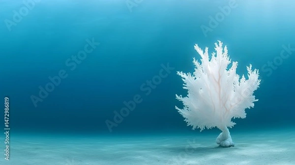 Fototapeta A stunning view of a white coral formation gracefully swaying underwater in serene blue hues.