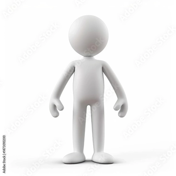 Obraz Neutral, simple 3D model of a person, standing upright.