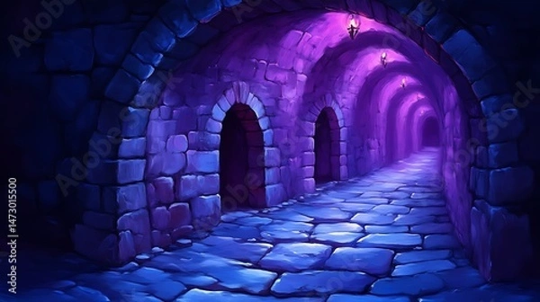 Obraz Stone Tunnel with Lanterns