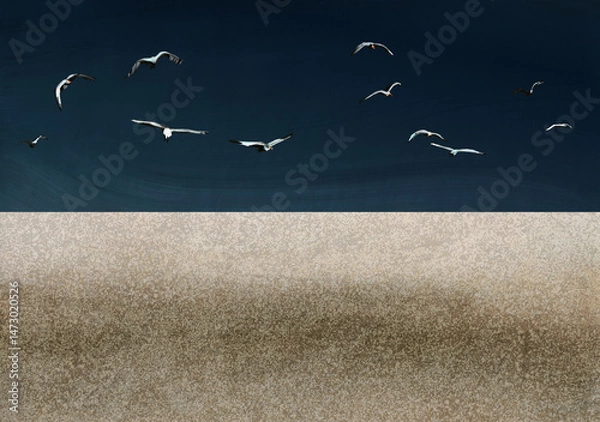 Obraz Seagulls over shore