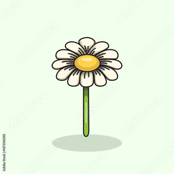 Obraz Vector illustration of daisy flower with white petals and yellow center representing freshness purity and springtime Perfect for floral designs botanical themes nature decorations greeting cards and s