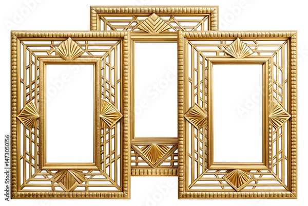 Fototapeta set of gold frames