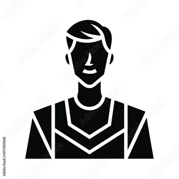 Fototapeta Black and white minimalist illustration of a person in a geometric design depicting a modern human character