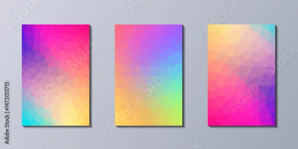 Fototapeta Colorful Background Vertical Abstract Geometric Low Poly Gradient Polygonal Vector Set